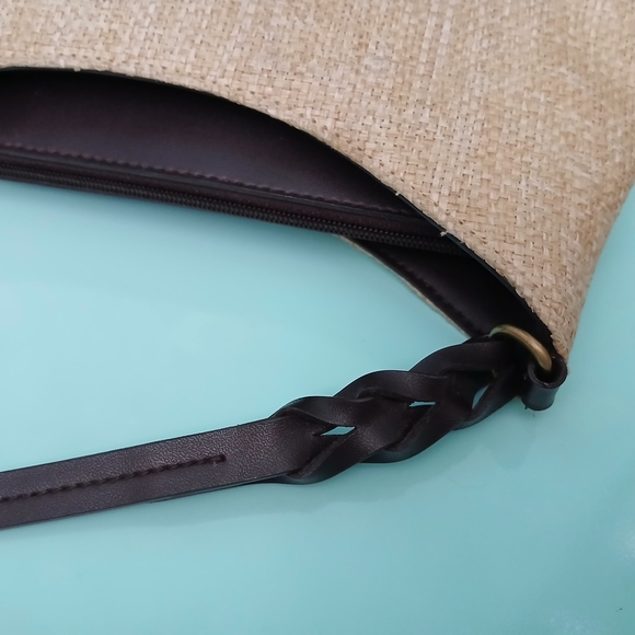 Etienne Aigner Tan and Brown Straw Shoulder Bag - Picture 9 of 9